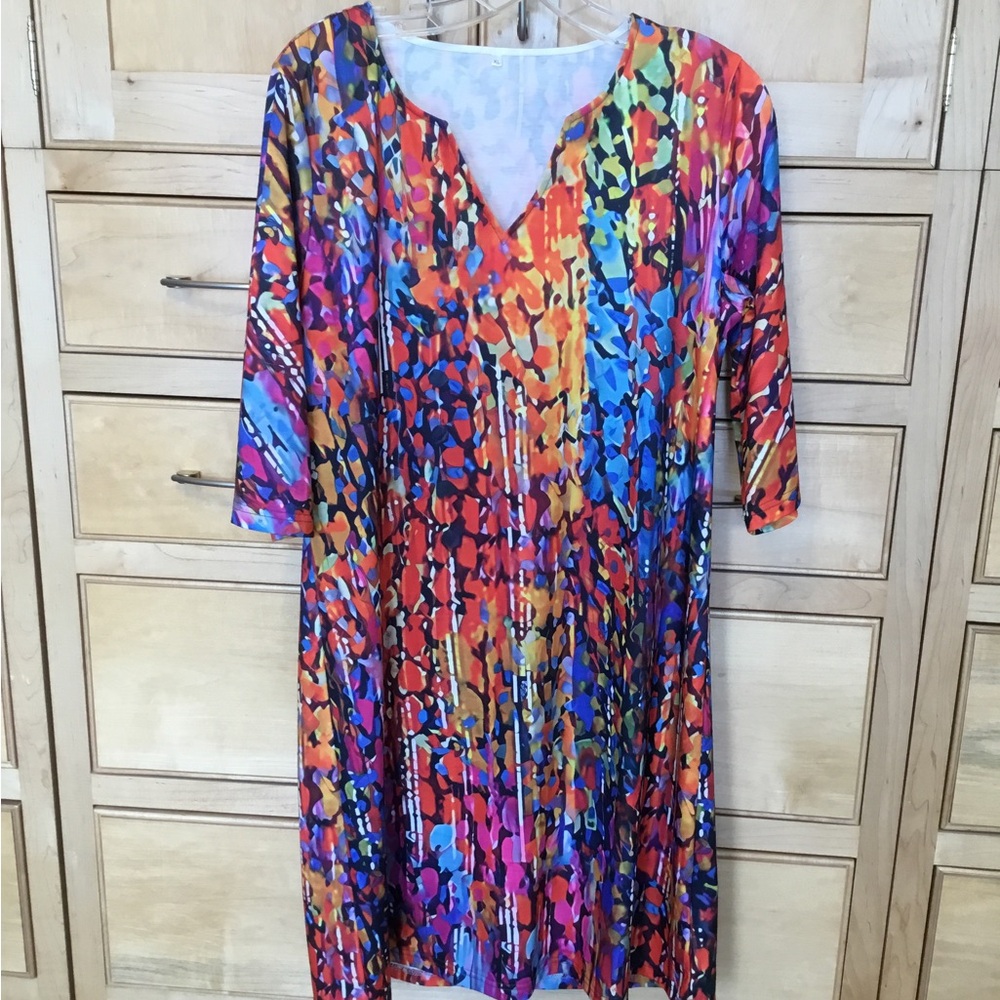 SHIFT DRESS XL Midi Stretchy pull over 100% polyester. Half sleeve. Lightweight. - Picture 3 of 9